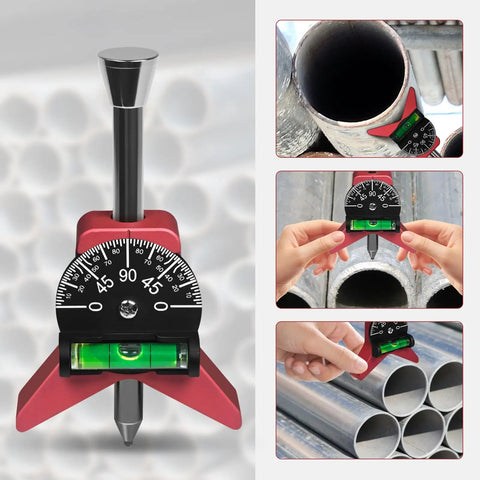 Premium Tungsten Steel Pipe Center Locator Punch for 1.5 to 6 inch conduit with adjustable dial and level for accurate marking.