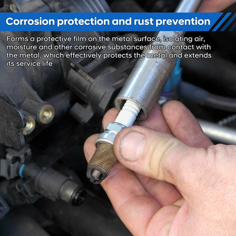 Hand applying Workhorse High Temperature Copper Anti Seize Thread Lubricant For Bolts Nuts And Threaded Parts on spark plug