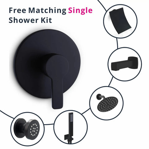Matte Black Shower Valve Handle Kit for Wall Mount Rough-In Tub Shower Control Valves, cUPC Certified with Included Components