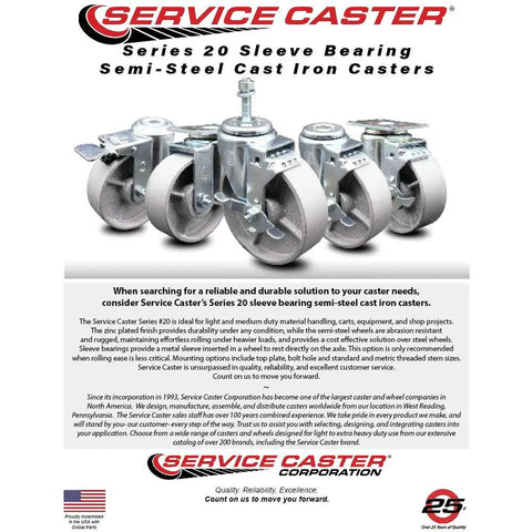 Drop Dead Sturdy Swivel Caster Kit Set Of Four Featuring Five Inch Silver Cast Iron Wheels And Reliable Top Lock Brakes Built Tough for heavy duty hauling.