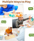 Straight Up Toddler Math Learning Kit With Solid Wooden Number Blocks, Double Sided Flashcards And Number Tracing Board For Ages Two To Five in use during different play styles.