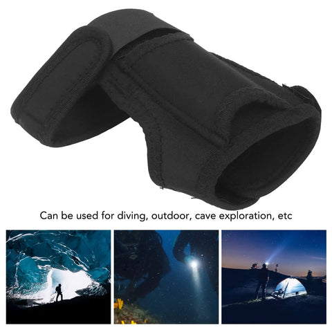 Wrist Flashlight Holster For Diving And Underwater Exploration With Durable Nylon Construction And Tight Stitching, black view