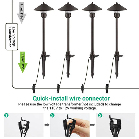 Installation guide for Low Voltage Pathway Lights, 3W 150LM Warm White 3000K, 16.5 Inches Tall LED Landscape Lighting