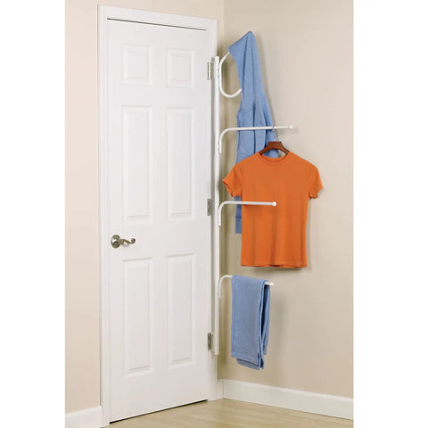 Clutterbuster Valet Family Towel Bar With Four Swiveling Bars White Steel Wall Mount For Shared Bathrooms Space Saving Organizer