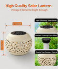 Outdoor Solar Table Lights With Dancing Flickering Flame Dope Style Waterproof White Metal Lantern For Desk Bedroom Patio Garden Pathway And Yard Solar Powered Decorative Lighting 1 Pack, showing high-efficiency solar panel and flame effect.
