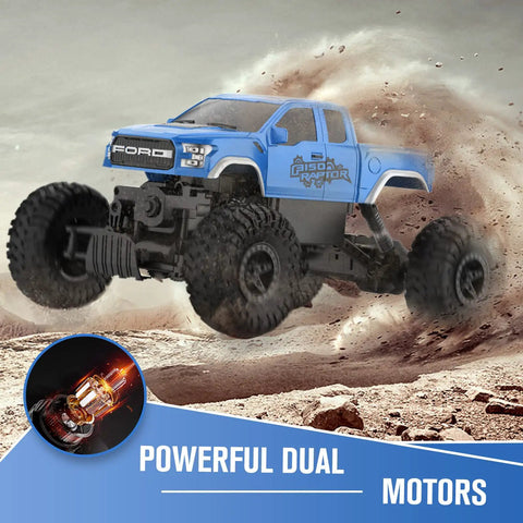 Ford Raptor F150 4x4 RC Car Monster Truck For Kids, 1:18 Scale Off Road Crawler, Fast 20 To 25 Kmph, jumping over sand, dual motors