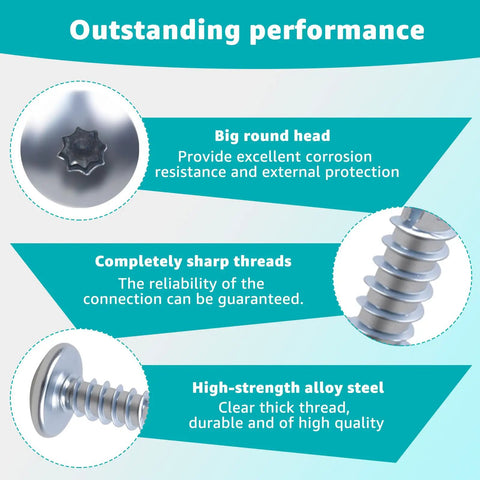 10 X 3/4 Inch Self Tapping Sheet Metal Screws For Enclosed Trailers showing big round head, sharp threads, and high-strength alloy steel.