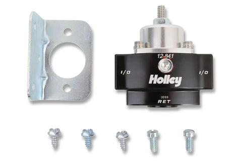 Adjustable Bypass Billet Fuel Pressure Regulator 4.5-9 PSI with 3/8 NPT Ports for Carbureted Fuel Systems, mounting bracket