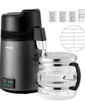 Smooth Sippin Water Distiller With Built Tough Stainless Core And Crystal Clear Glass Pot delivers eight gallons daily, sleek design.