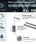 Infographic showcasing one quarter inch hex head screw bolt pack of twenty in 304 stainless steel fully threaded with plain finish