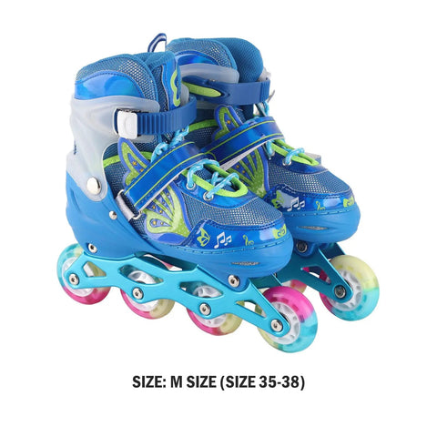 Kids Adjustable Inline Skates Blue With Light Up Wheels Breathable Comfort Fit For Smooth Outdoor Rolling Ideal Roller Blades For Ages 6 To 12 With Simple Size System That Grows With Them