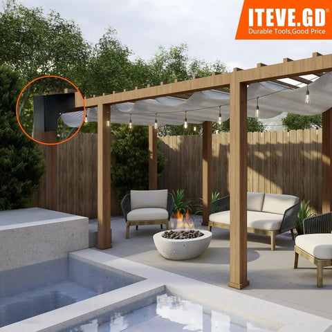 2 Way L Shaped Pergola Corner Brackets For 6x6 Lumber Outdoor DIY Kit With Hardware Built Tough Galvanized Steel Rust Proof Bracket Set For Actual 5.5 x 5.5 Inch Lumber Porch Log Cabin Projects