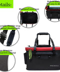 Foldable 6 Gallon EVA Fishing Bucket With Breathable Zippered Net Top, shown with adjustable straps and waterproof inner layer