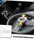 Racing Car Steering Wheel Adapter Plate Easy Install with screws and tools on car seat, durable steel construction