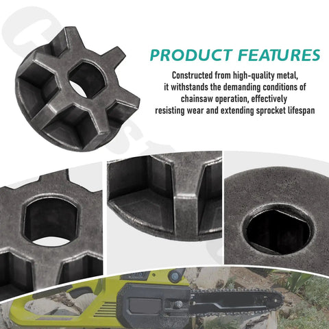 Two Pack 612313001 Chainsaw Sprockets For P548 Models Replacement Parts Built Tough With Metal Construction Fits Select Chainsaws Easy Install Long Lasting Gear To Keep Your Cutters Spinning. metal chainsaw sprocket close-up