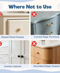 Image showing where not to use Baby Proofing Drawer Locks With Dual Button Unlock Clear Adhesive Safety Locks 4 Pack.
