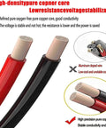 Close-up of red and black pure copper cables for 5000W Hybrid Solar Inverter For Off Grid Homes And RVs 24V DC To 110V And 220V AC.
