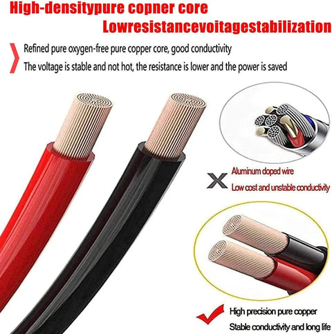 Close-up of red and black pure copper cables for 5000W Hybrid Solar Inverter For Off Grid Homes And RVs 24V DC To 110V And 220V AC.