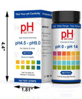pH Test Strips 0 To 14, 100 Strips Universal Litmus Paper packaging, box and bottle with color scale for liquid testing