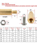 All In One Bolt Screw And Nut Kit For PC Builds And DIY Projects With Hex Head Spacers Standoffs Pillars And Brass Brackets In M2.5 To M6 Sizes 5mm And 8mm Variants No Fuss Twenty Piece Set Easy Install And Ready To Tinker. size chart with brass spacers, stainless bolt, and hex nut