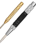 2 Pack 6 Inch Automatic Center Punch With Adjustable Impact, gold and black silver, for marking wood and metal projects