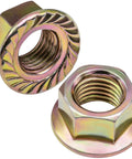 Exhaust Spin Lock Nut Set 10 Pcs M10-1.25 Serrated Flange Nuts That Lock Tight For Honda Exhaust Systems close-up image