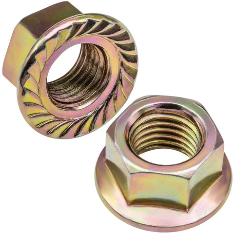 Exhaust Spin Lock Nut Set 10 Pcs M10-1.25 Serrated Flange Nuts That Lock Tight For Honda Exhaust Systems close-up image