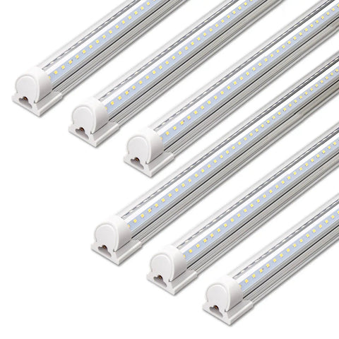 LED Shop Lights 40W 5500LM 5000K Daylight White 4FT V Shape T8 Integrated Fixture With Clear Cover High Output For Garage Warehouse Workshop Basement Pack Of 6