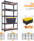 Heavy Duty Garage Shelving 5 Tier Metal Storage Unit 2400 Lbs Capacity Adjustable Shelves 72x36x16 Inch with tote