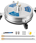 Pro Grade 19 Inch Pressure Washer Surface Cleaner With Four Wheels And Quick Connect, Stainless Steel Power Washer Attachment