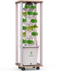 Vertical Indoor Hydroponic Tower Garden System With 30 Pods, Full Spectrum Lighting, Auto Water Circulation, standing view
