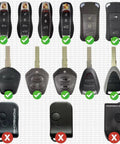 Compatibility check for Two Pack CR2032 Key Fob Batteries For Porsche Quick Clean Swap with various key fob designs shown