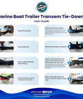 Marine boat trailer transom tie-downs user guide steps for 4 Pack Transom Tie Down Straps For Boat Trailer, 24 Inch Adjustable Tie Downs.