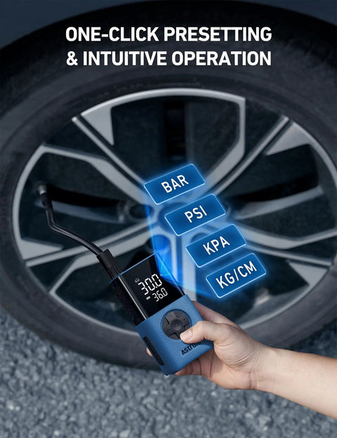 On The Go Portable Tire Inflator L7S Cordless Air Compressor With Digital Dual Value Display 150 PSI Car Tire Pump LED Light