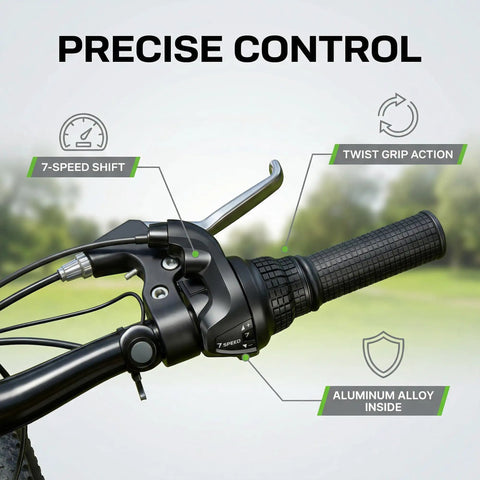 7 Speed Twist Shifter Lever For MTB And Folding Bikes With Ergonomic Grip And Crisp Shifts Durable RS25 on bike handlebar