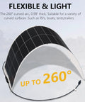 Ultra Lightweight 200W 12V Flexible Solar Panel Kit With Two 100W Monocrystalline Fiberglass Modules 260-degree curved panel