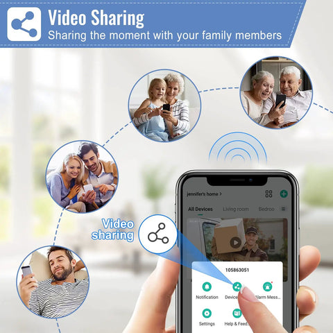 Smartphone screen displaying video sharing feature of Wireless 1080P Video Doorbell With Chime, Battery Powered, family video calls