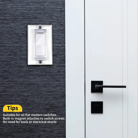 Light Switch Guard Cover For Flat Modern Rocker And Paddle Switches Clear 4 Pack Kid Safe Shield on white wall switch