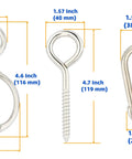 2 Pack 304 Stainless Steel Horse Tie Ring With Eye Bolt, showing precise dimensions, safe training gear, durable equipment.