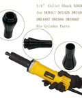 N383609 1/4 Inch Collet Chuck for Die Grinders with grinder and chuck parts displayed; fits DCG426B, DWE4887 types