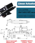 JEENDA 12V electric linear actuator, 8-inch stroke, black housing with attached wiring.