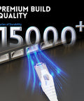 Shielded Cat7 Ethernet Patch Cable 50 Ft White Flat Internet Cable with Snagless RJ45 Connectors for Modem Router LAN and PC