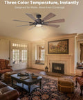 60 Inch Farmhouse Ceiling Fan With Light In Black Remote Control, Beast Airflow With Whisper Quiet DC Motor, Up To 6300 CFM, Energy Saving Up To 75 Percent, Perfect For Living Room, Bedroom, Or Covered Patio in black over a living room