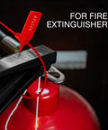 50 Numbered Fire Extinguisher Tamper Seals With Pull Tight Security Ties Self Locking Disposable Tags Red 250 mm Length