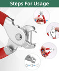 Usage steps for tool with 1000 Pieces Three Quarters Inch Galvanized Hog Rings For Upholstery, Auto, and DIY projects.