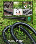 3 Ft Black Extension Cord For Indoor And Outdoor Use With 3 Prong Grounded Plug lying on grass waterproof and flexible