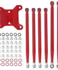 Rear Radius Rods for Maverick X3 64 Inch Body, Beefed-Up Steel With Heim Joints, Red Finish, Fits 2017-2021 X Turbo R, Turbo, MAX Turbo, MAX X DS Turbo Models, Upgraded Suspension Stability and Tire Clearance: 6 red rods and hardware set