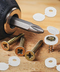 200 Pack White Hinged Screw Cover Caps Made From Durable Plastic With Snap On Foldable Design For Covering Screw Heads