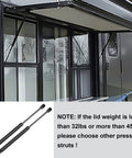Pair Of 20 Inch Gas Struts 40 Lb Each For RV Side Door And Camper Cabinet Lift Supports Heavy Duty attached to RV window