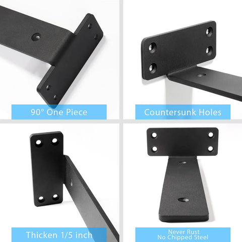 Beefy 8 Inch Hidden Black L Bracket Shelf Supports 6 Pack Heavy Duty Mounts For Wood Shelves One Fifth Inch Thick Detail